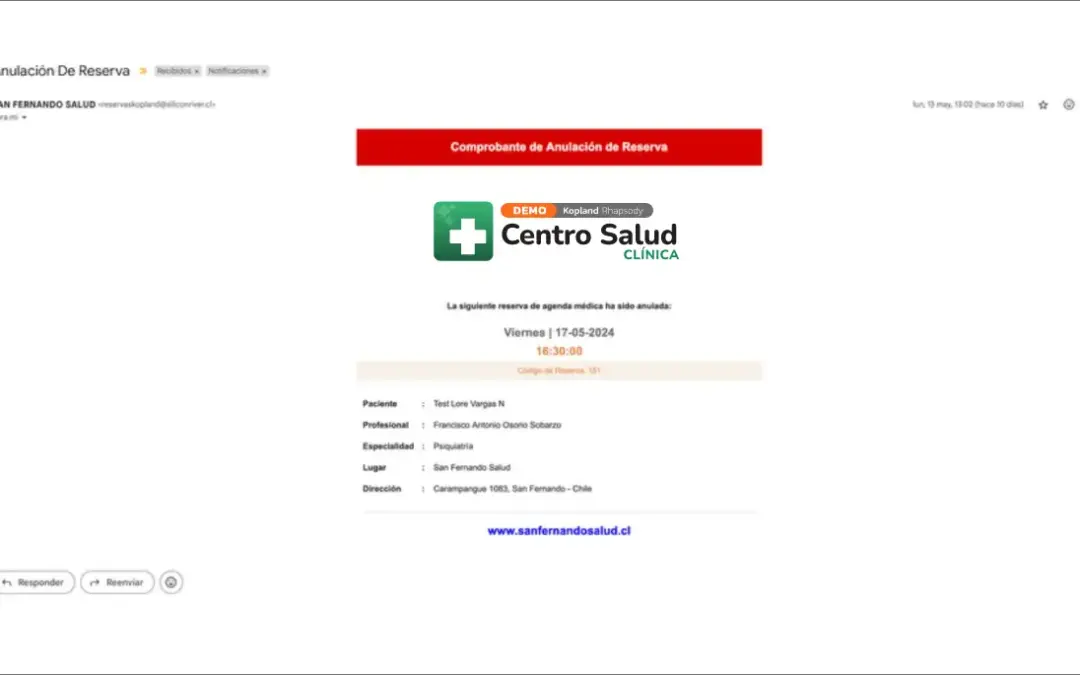Mejore la comunicación con sus pacientes con nuestra funcionalidad de Mail de Liberación de Hora.