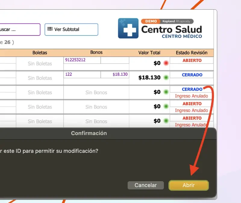 Control de Ingresos con Clasificación “Abiertos” y “Cerrados”.